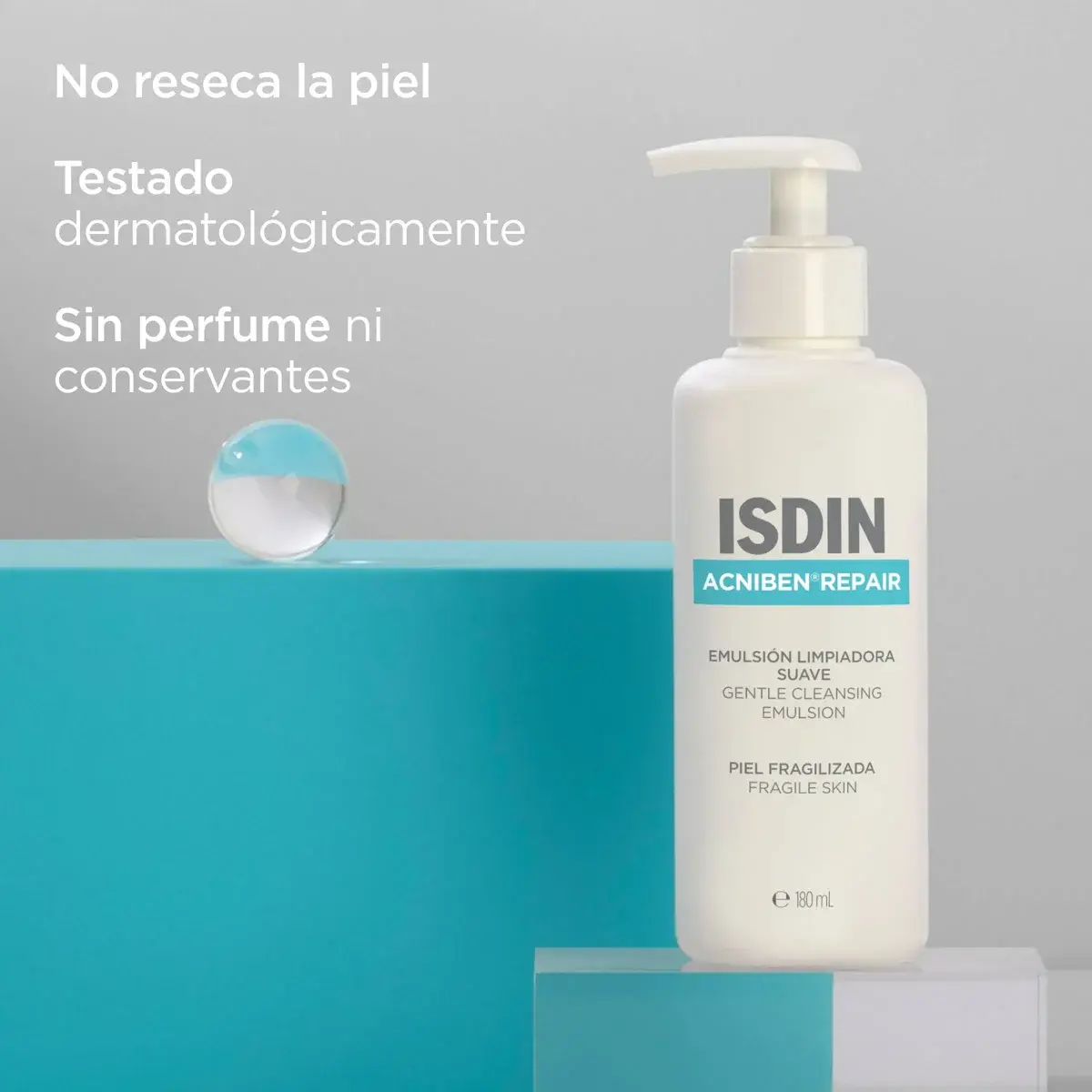 ISDIN Acniben Repair Limpiador Facial Suave 180ml - Emulsión limpiadora pieles bajo tratamientos antiacneicos - Image 4