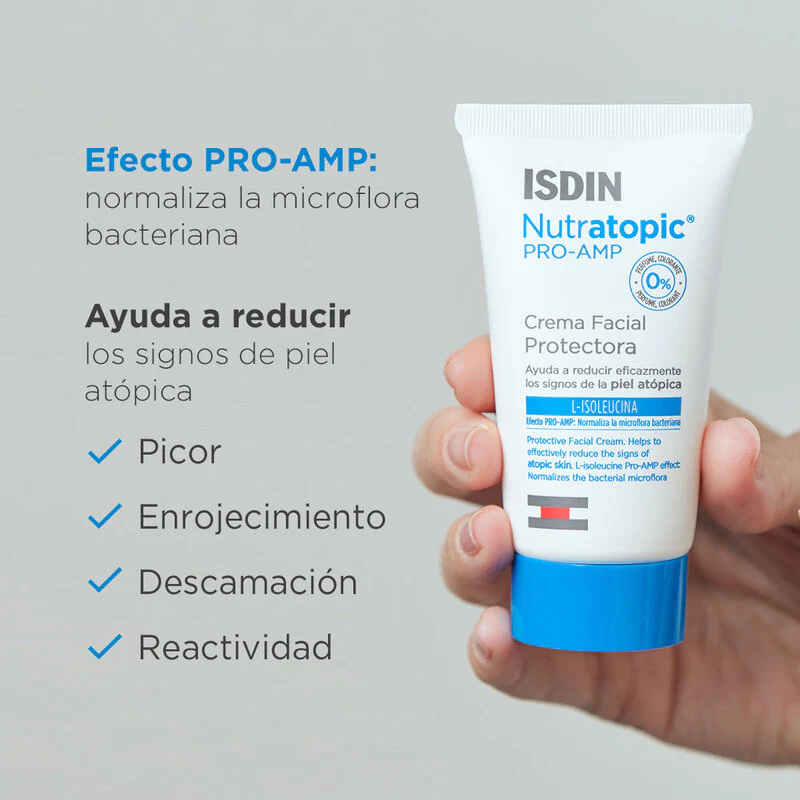 Isdin Nutratopic Pro-Amp Crema Facial 50Ml C/F - Crema Facial Protectora Reducción Signos Piel Reactiva - Image 3