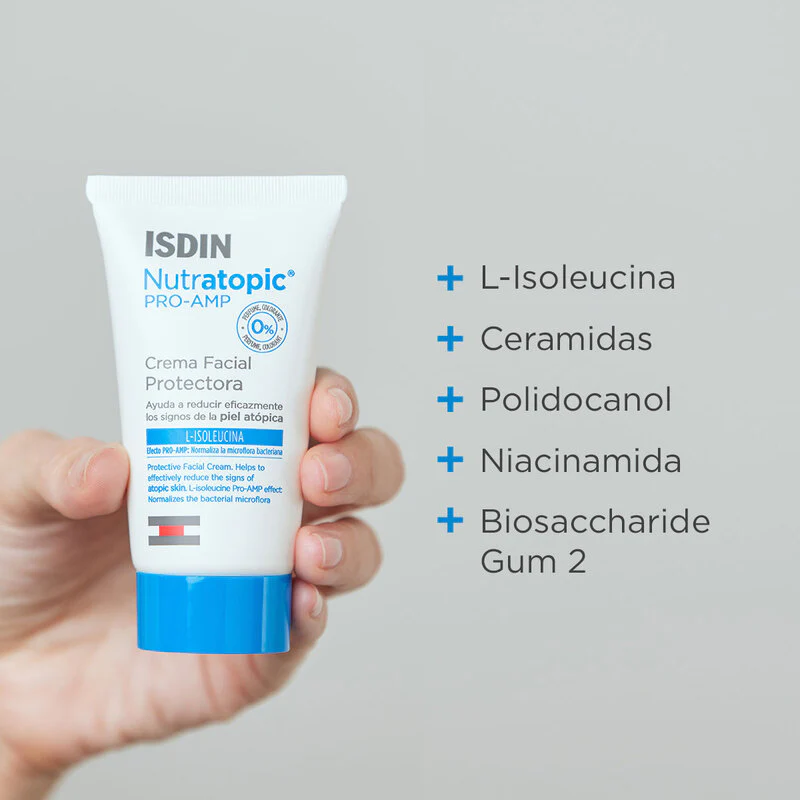 Isdin Nutratopic Pro-Amp Crema Facial 50Ml C/F - Crema Facial Protectora Reducción Signos Piel Reactiva - Image 5