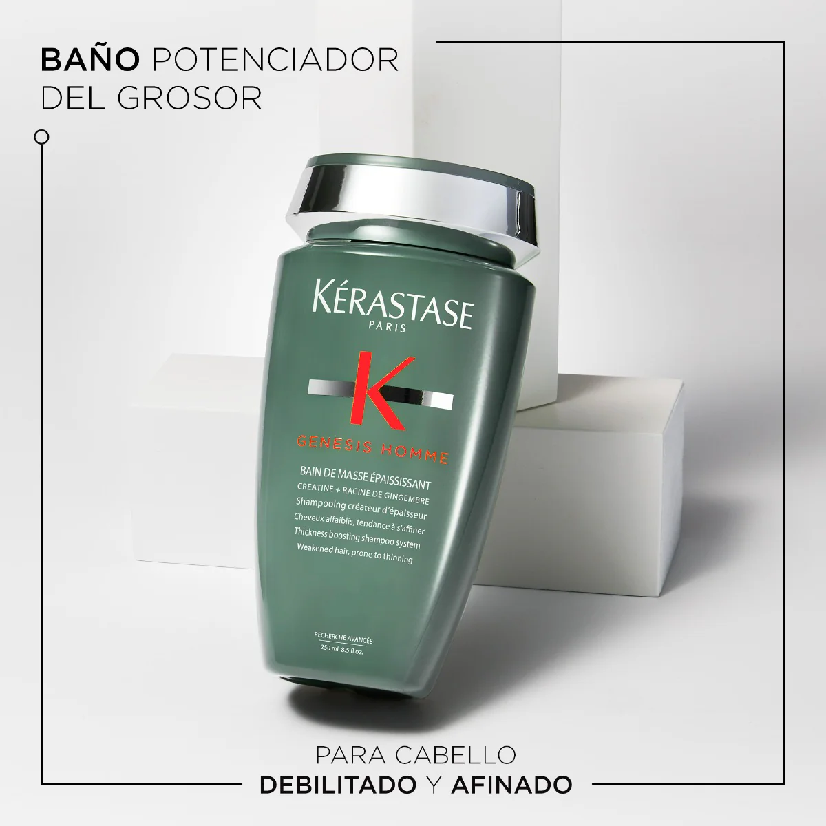 Kérastase Shampoo Potenciador Del Grosor Para Cabellos Debilitados Con Tendencia A Afinarsegenesis Homme Bain Masse 250Ml - Image 2