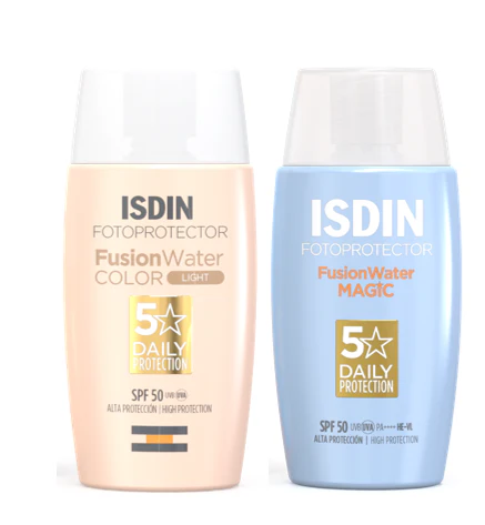 Pack ISDIN Fotoprotector Fusion Water Magic + Fusion Water Magic Color Light FPS50 50ml