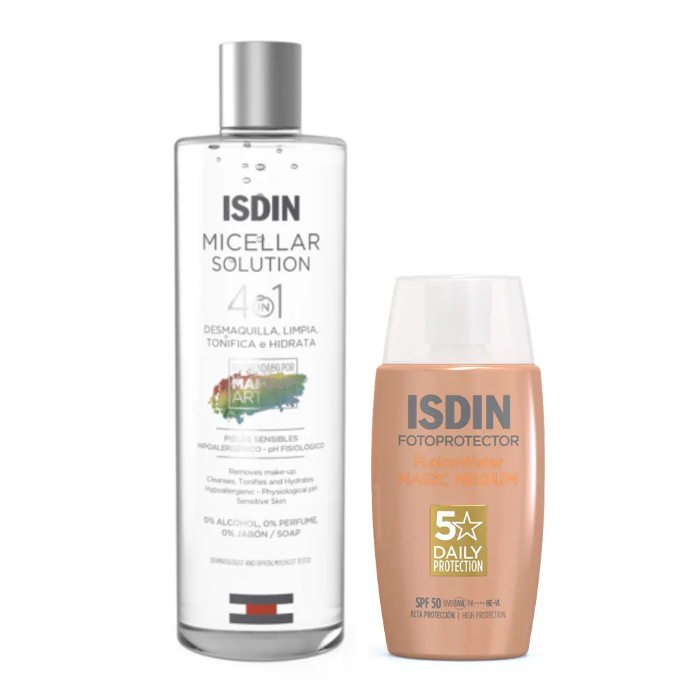 Pack Micellar Solution 4In1 400ml + Fotoprotector Fusion Water Magic Medium SPF50 50ml | Isdin