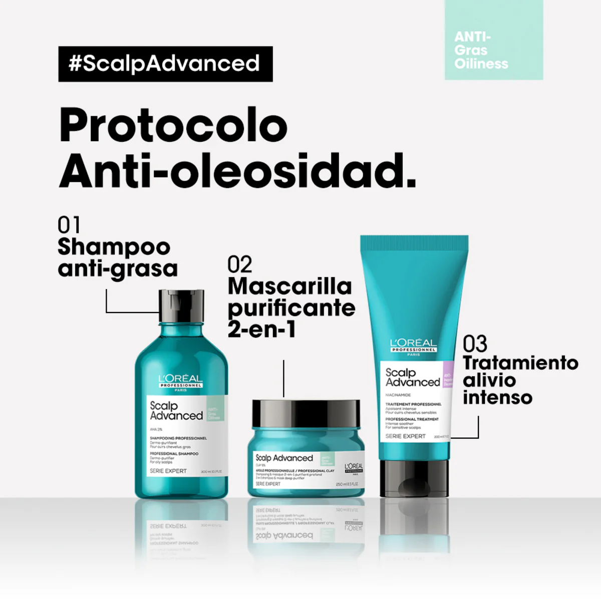 Shampoo En Gel Que Purifica El Cuero Cabelludo y La Fibra De Residuos, Sudor y Grasa Para Una Sensación Más Fresca Y Limpia Scalp Advanced Anti-Oiliness 500 Ml Loreal Professionnel - Image 6