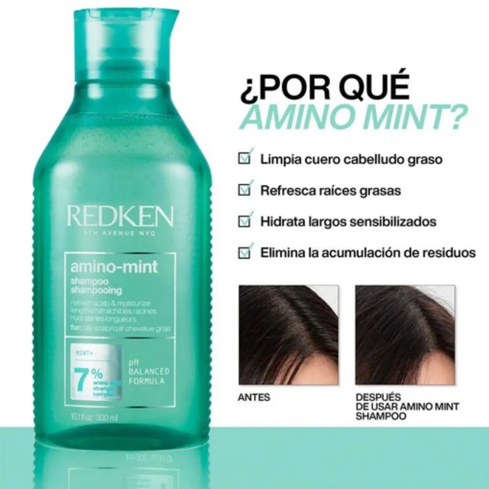 Shampoo Redken Amino Mint para Cuero Cabelludo Graso 300ml - Image 2