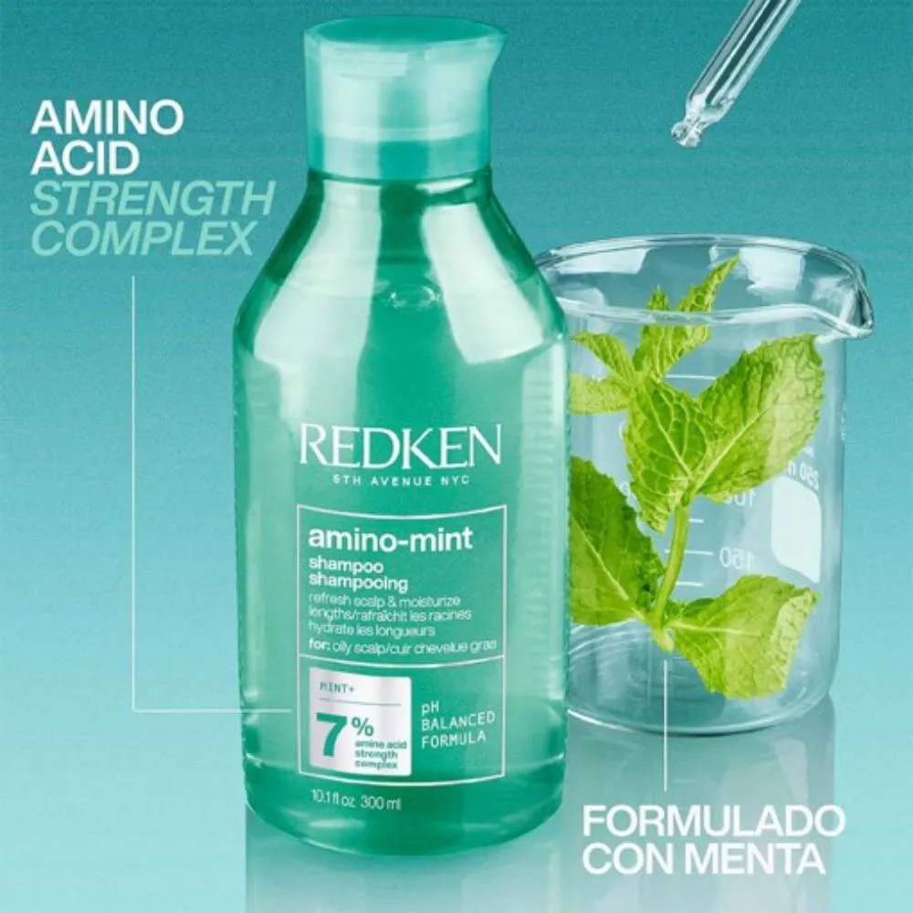 Shampoo Redken Amino Mint para Cuero Cabelludo Graso 300ml - Image 3