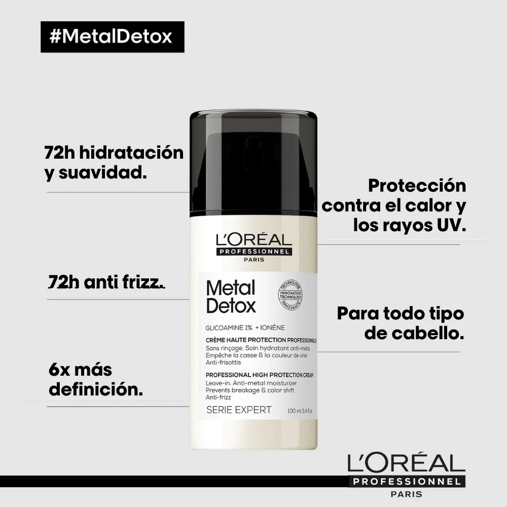 Termoprotector En Crema Para Peinar Metal Detox Para Todo Tipo De Cabello Loreal Professionnel 100Ml - Image 4
