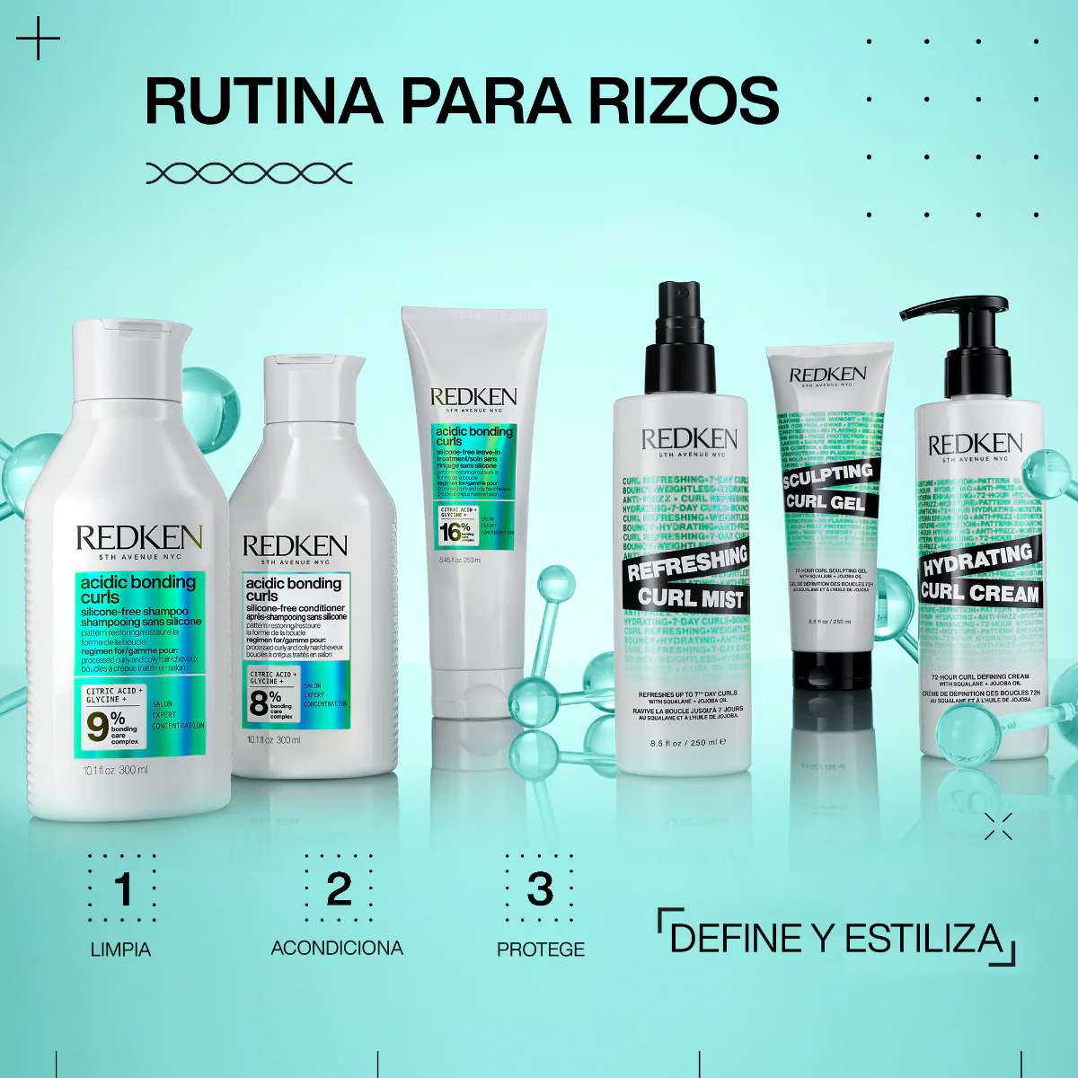 Tratamiento Sin Enjuague Sin Silicona Para Cabello Rizado Acidic Bonding Curls 250Ml Redken - Image 4